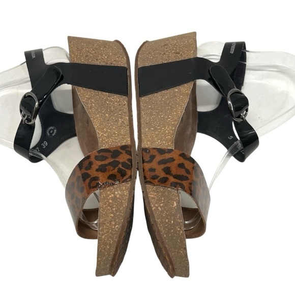 Mephisto Bayton Animal Print 2 Tone Comfort Wedge Leather Sandals Women’s 39 - Picture 10 of 13